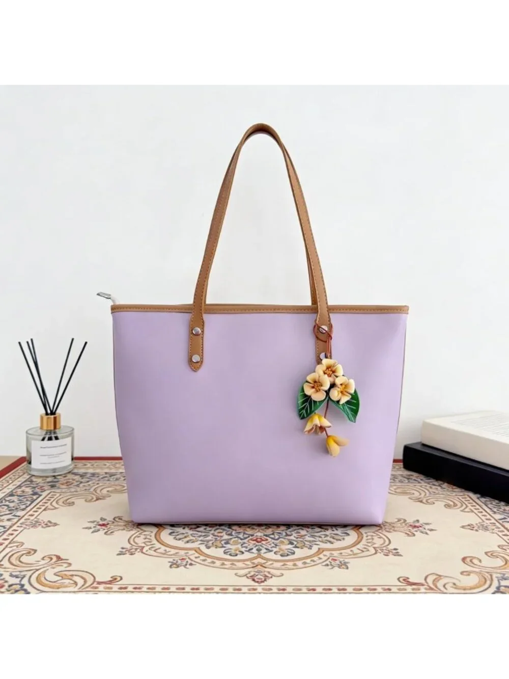 Boho Genuine Leather Flower Keychain | Cute Handbag & Purse Charms for Women